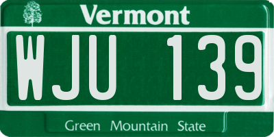 VT license plate WJU139