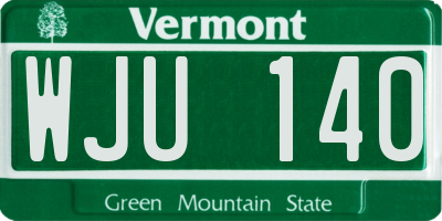 VT license plate WJU140