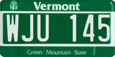 VT license plate WJU145