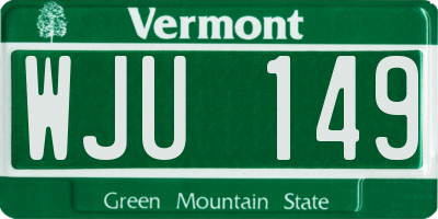 VT license plate WJU149