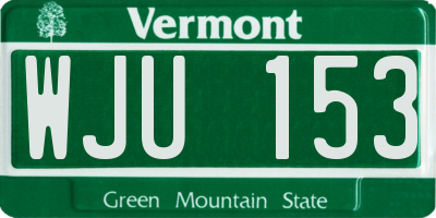 VT license plate WJU153