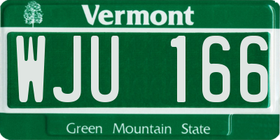 VT license plate WJU166