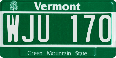 VT license plate WJU170