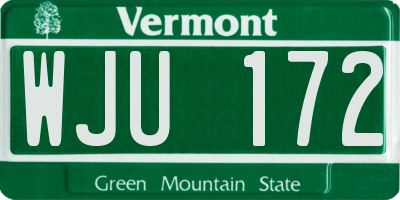 VT license plate WJU172