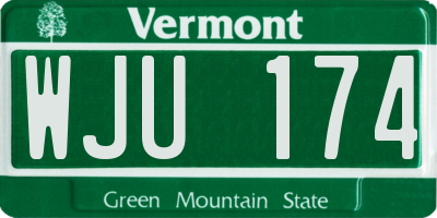 VT license plate WJU174