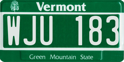 VT license plate WJU183