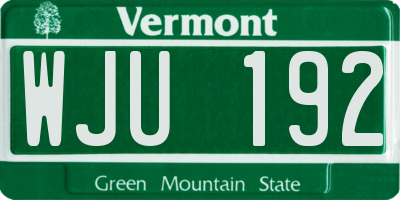 VT license plate WJU192