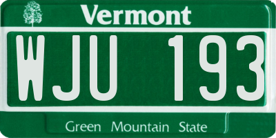 VT license plate WJU193