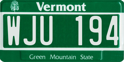 VT license plate WJU194