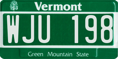 VT license plate WJU198