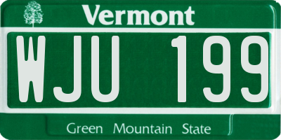 VT license plate WJU199