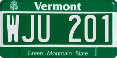 VT license plate WJU201