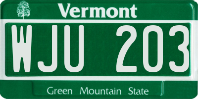 VT license plate WJU203
