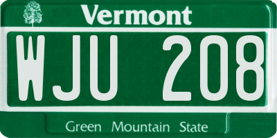 VT license plate WJU208