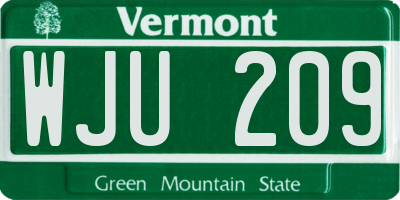 VT license plate WJU209