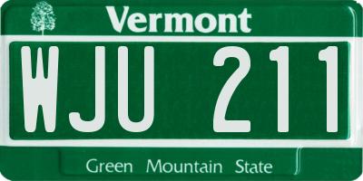 VT license plate WJU211