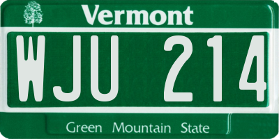 VT license plate WJU214