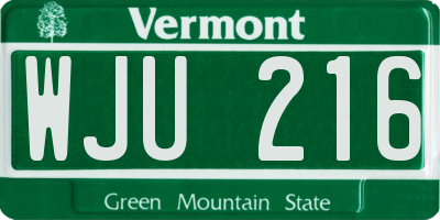 VT license plate WJU216