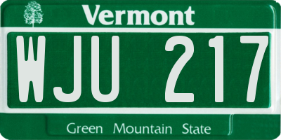 VT license plate WJU217