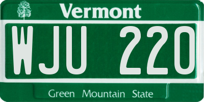 VT license plate WJU220