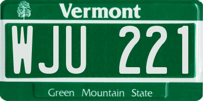 VT license plate WJU221