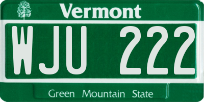 VT license plate WJU222