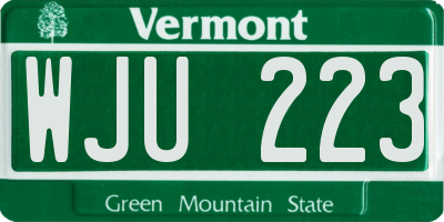VT license plate WJU223