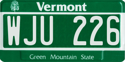 VT license plate WJU226
