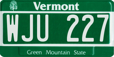VT license plate WJU227