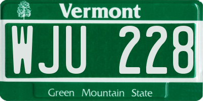 VT license plate WJU228