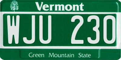 VT license plate WJU230