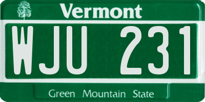 VT license plate WJU231