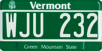 VT license plate WJU232