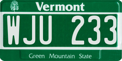 VT license plate WJU233