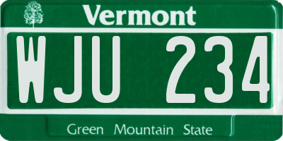 VT license plate WJU234