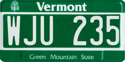 VT license plate WJU235
