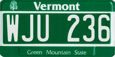 VT license plate WJU236