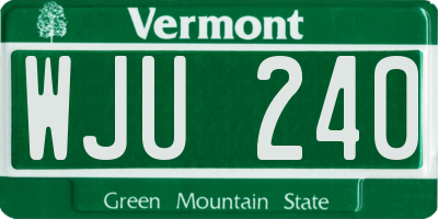 VT license plate WJU240