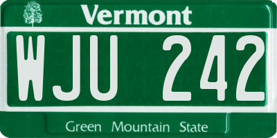 VT license plate WJU242