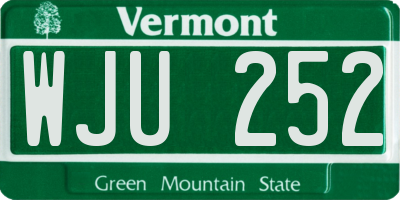 VT license plate WJU252