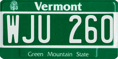 VT license plate WJU260