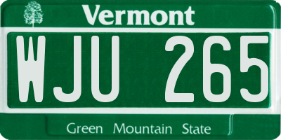 VT license plate WJU265