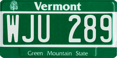 VT license plate WJU289