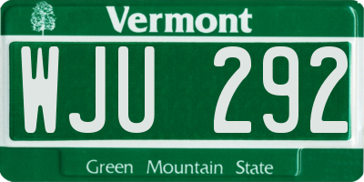VT license plate WJU292