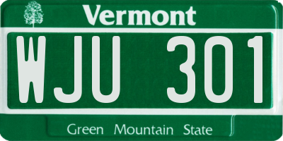 VT license plate WJU301