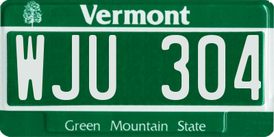 VT license plate WJU304