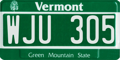 VT license plate WJU305