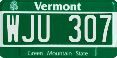 VT license plate WJU307