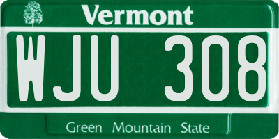 VT license plate WJU308