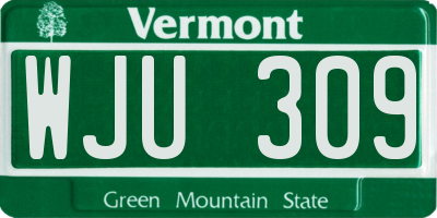 VT license plate WJU309